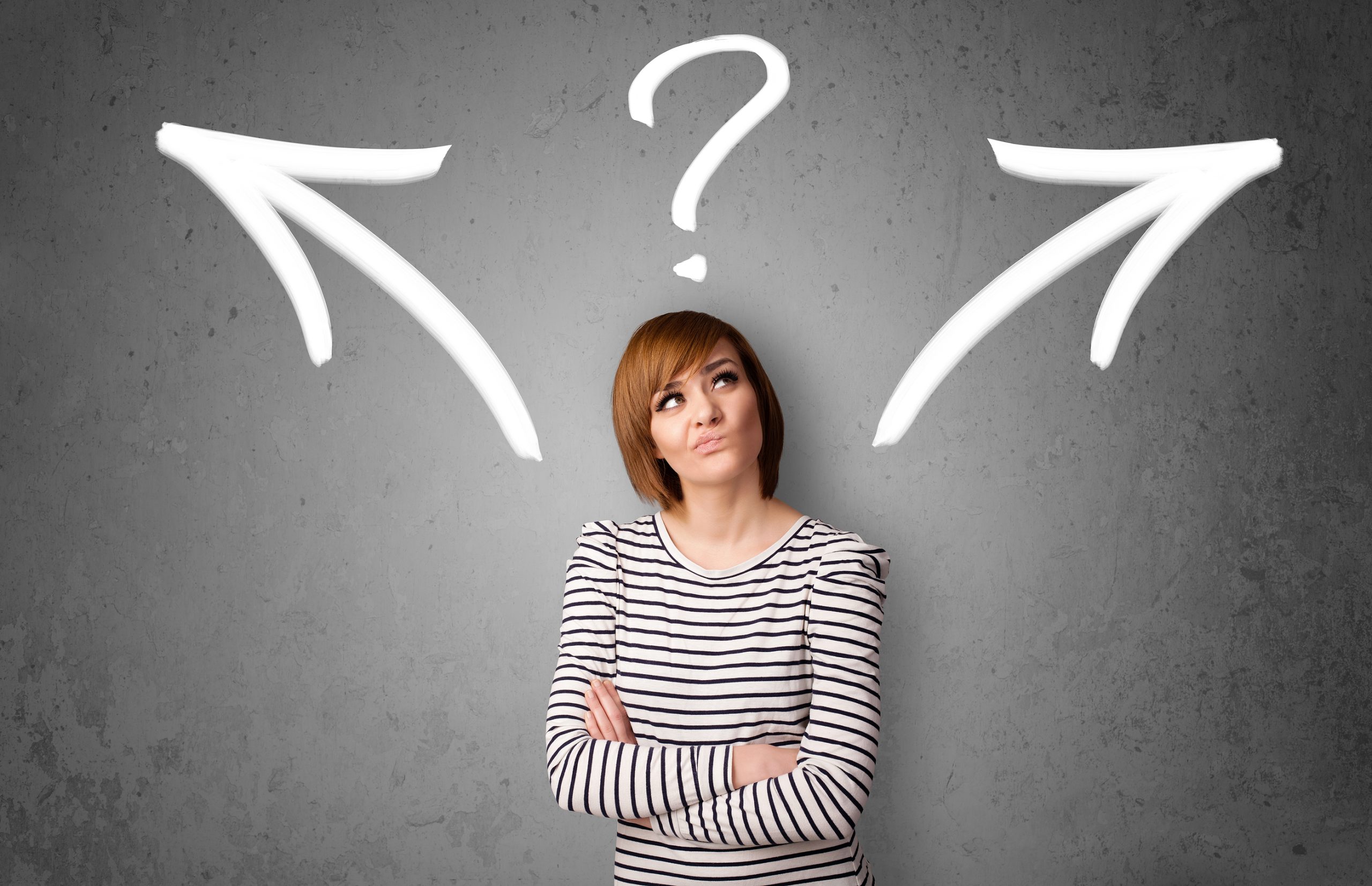 Woman thinking through a decision