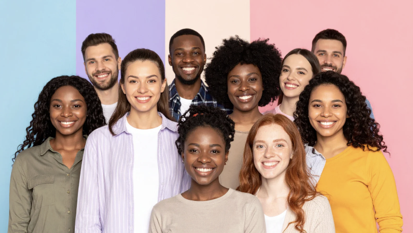 diverse group of adults smiling